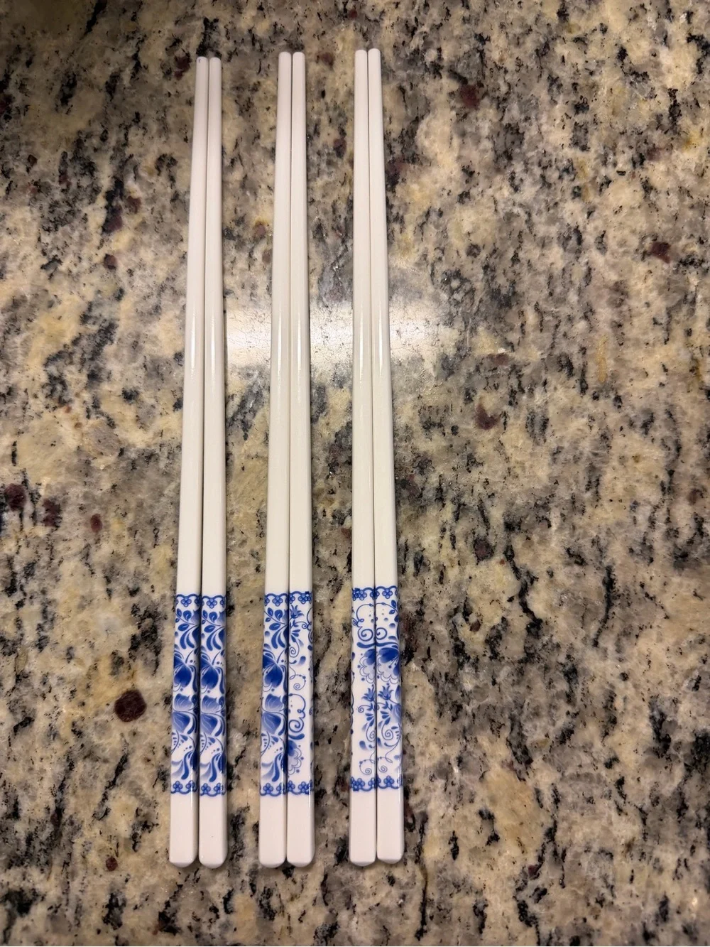 Blue Floral Porcelain Chopsticks - Set of 3